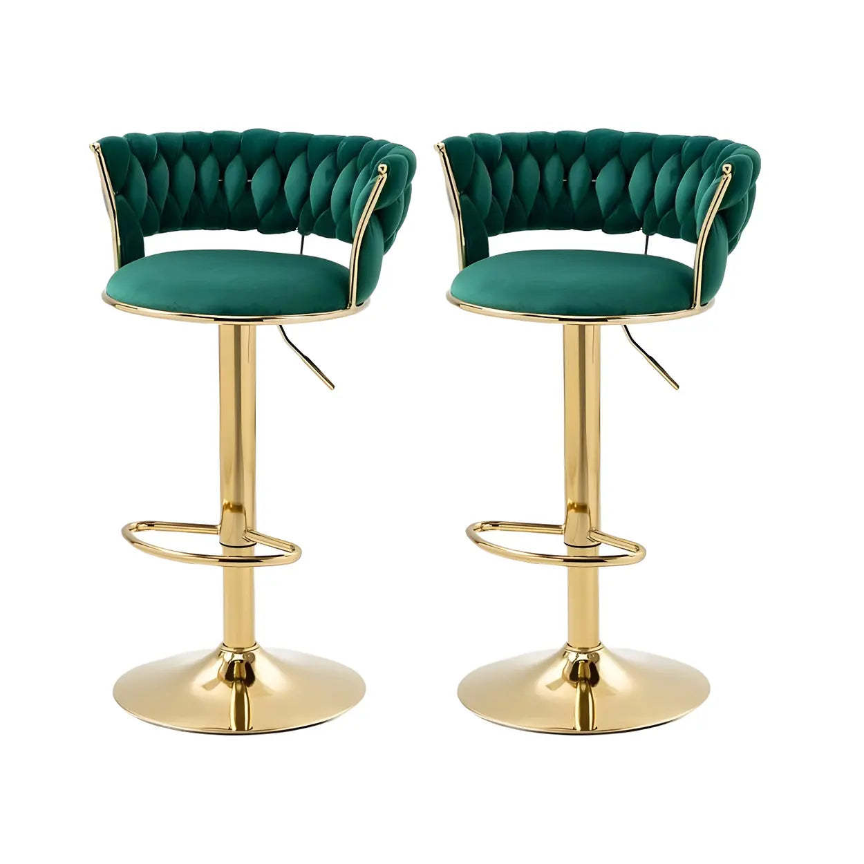 Round Metal Adjustable Swivel Bar Stool — 2 Piece Set / Pink