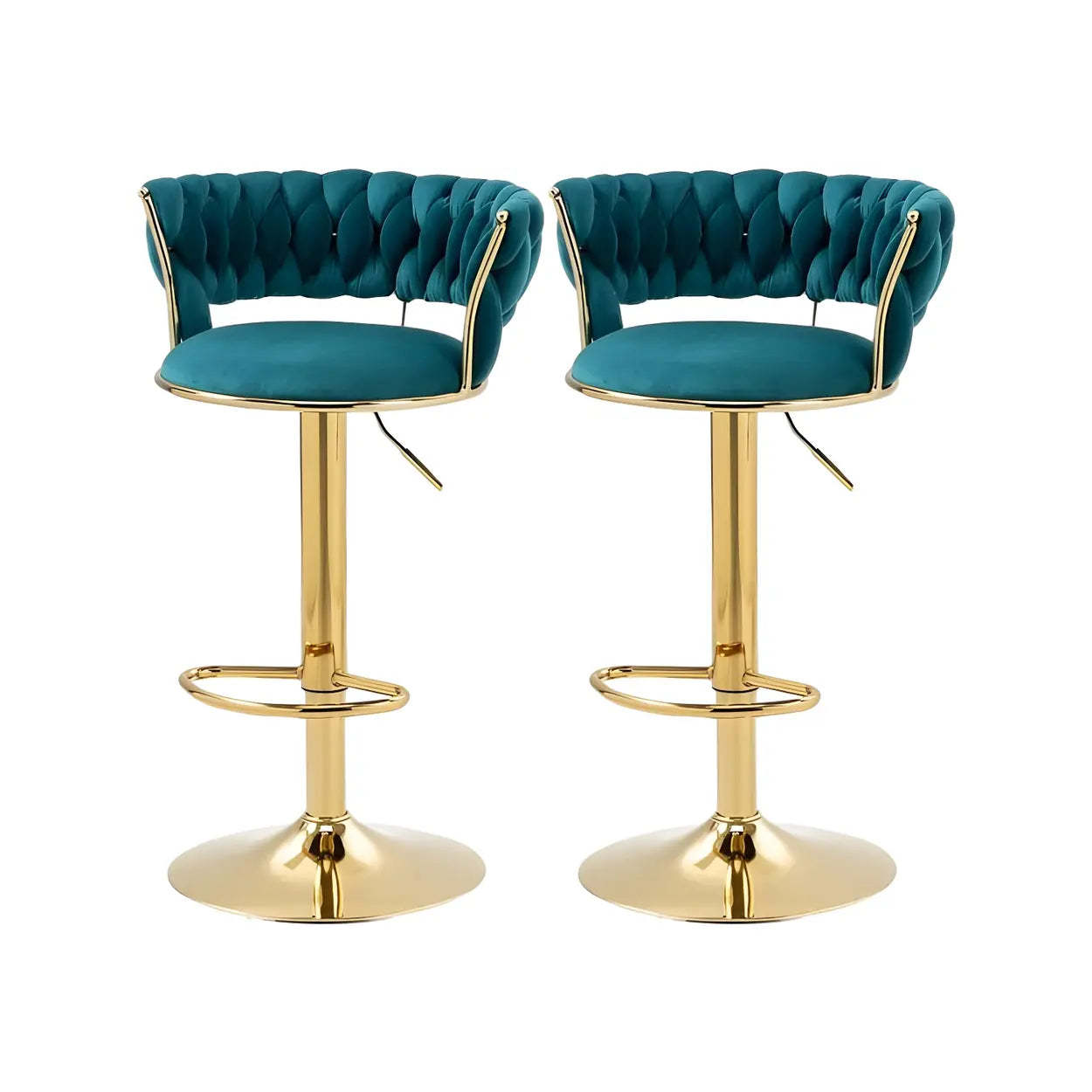 Round Metal Adjustable Swivel Bar Stool — 2 Piece Set / Milky White