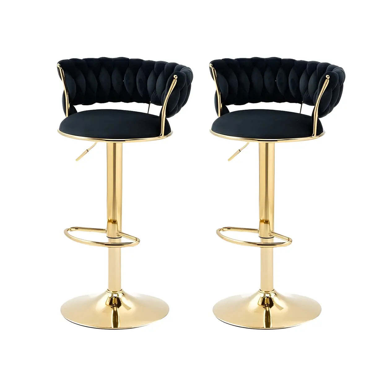 Round Metal Adjustable Swivel Bar Stool — 4 Piece Set / Black