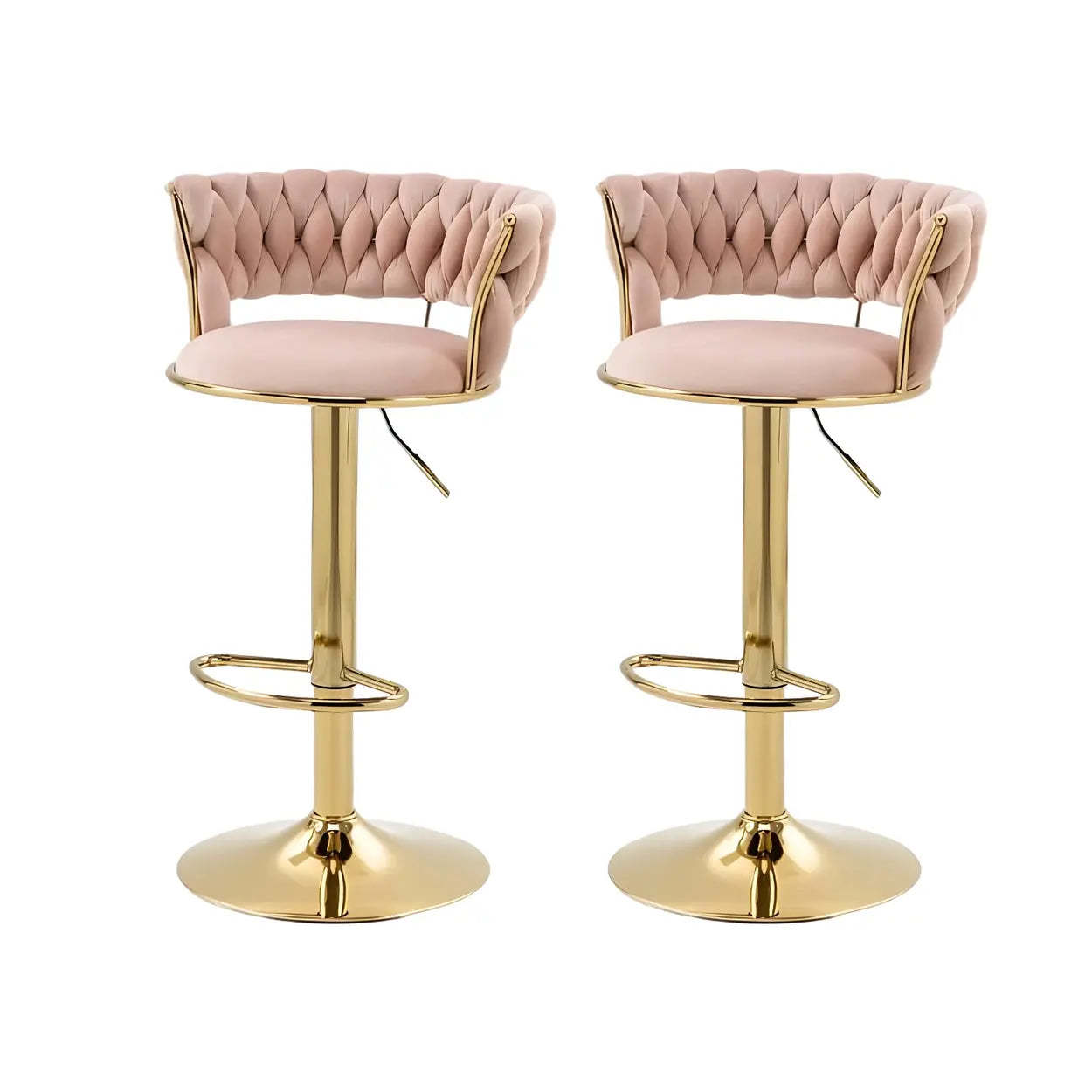 Round Metal Adjustable Swivel Bar Stool — 4 Piece Set / Navy