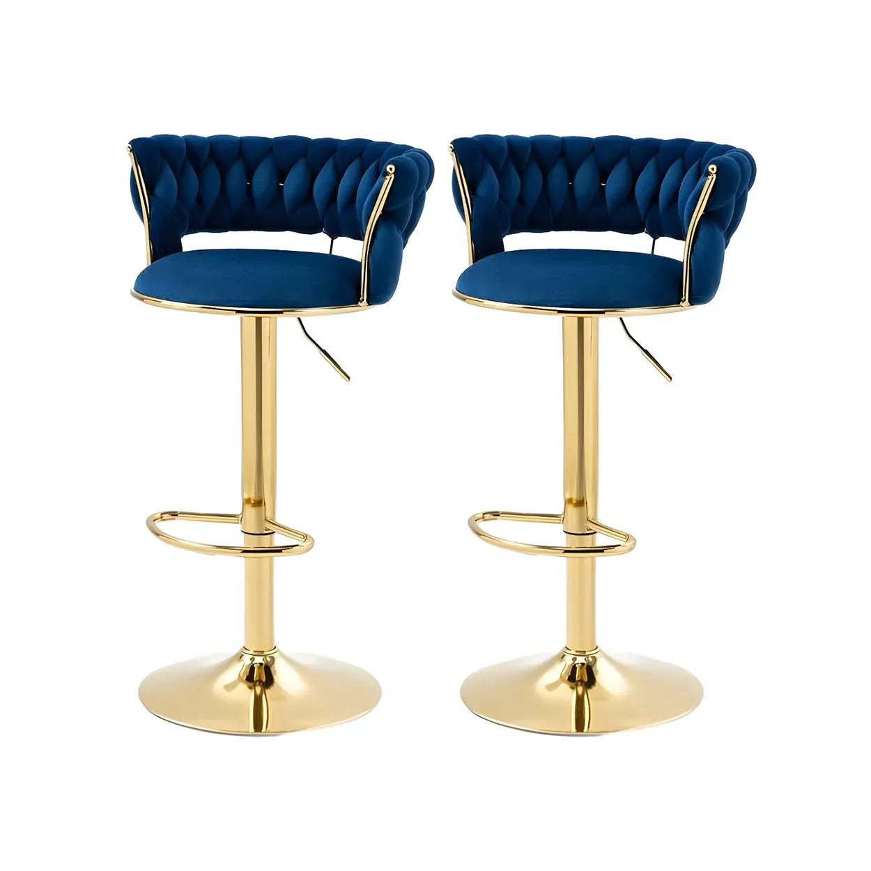 Round Metal Adjustable Swivel Bar Stool — 4 Piece Set / Green