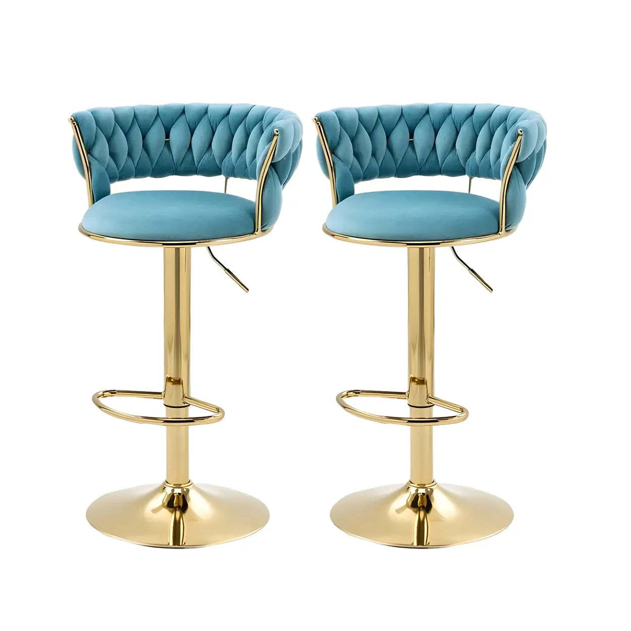 Round Metal Adjustable Swivel Bar Stool — 4 Piece Set / Blackish Green