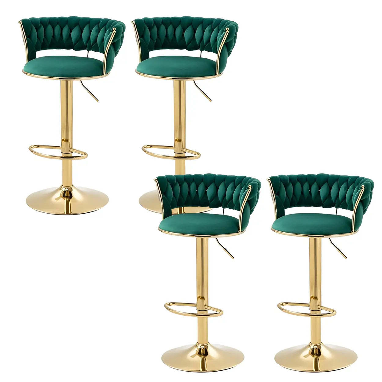 Round Metal Adjustable Swivel Bar Stool — 4 Piece Set / Light Rose Red