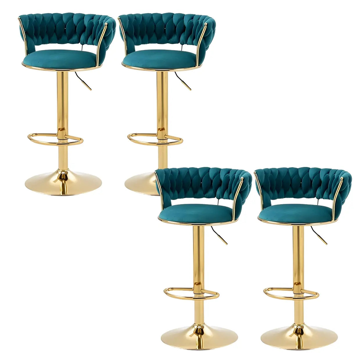 Round Metal Adjustable Swivel Bar Stool — 4 Piece Set / Pink