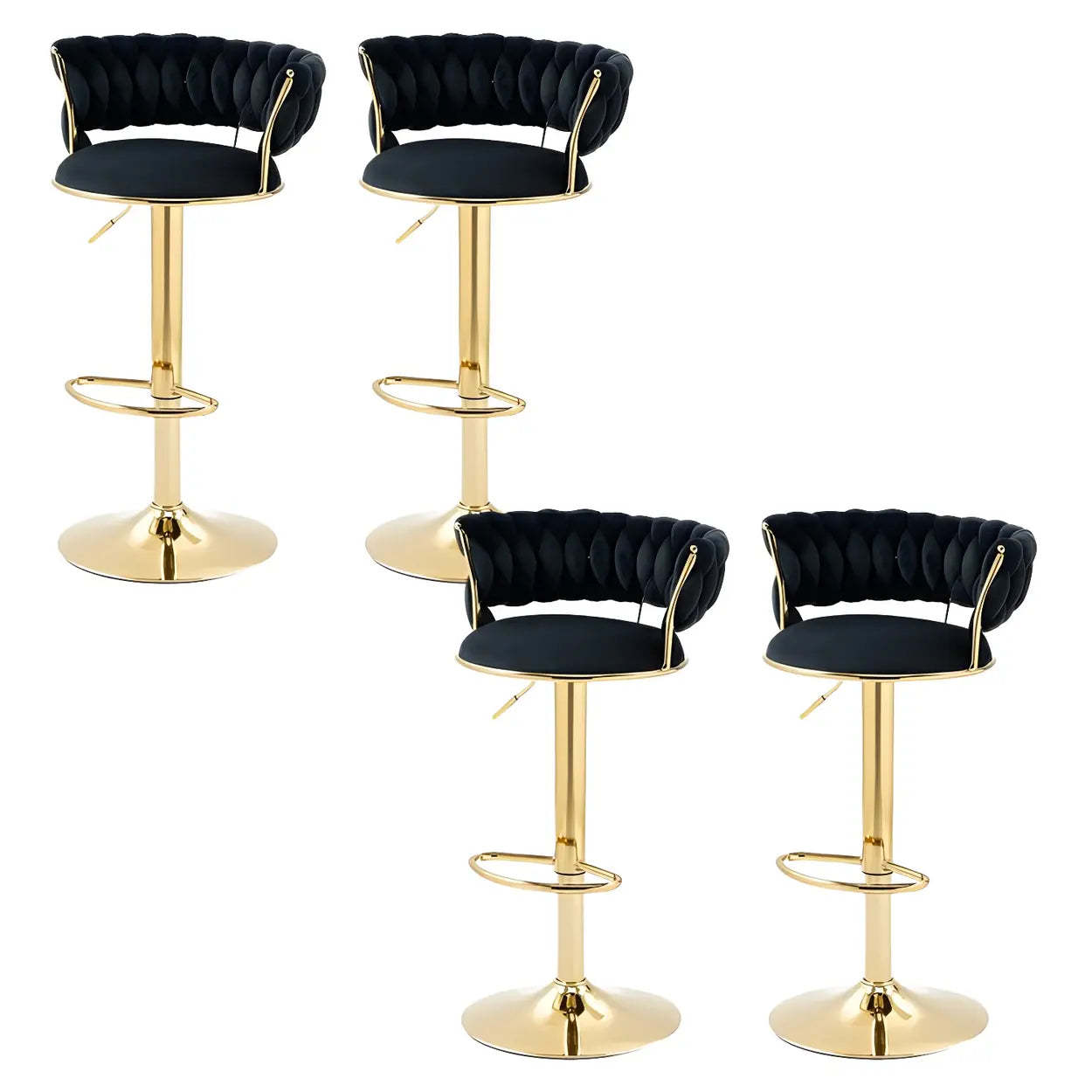 Round Metal Adjustable Swivel Bar Stool — 4 Piece Set / Milky White
