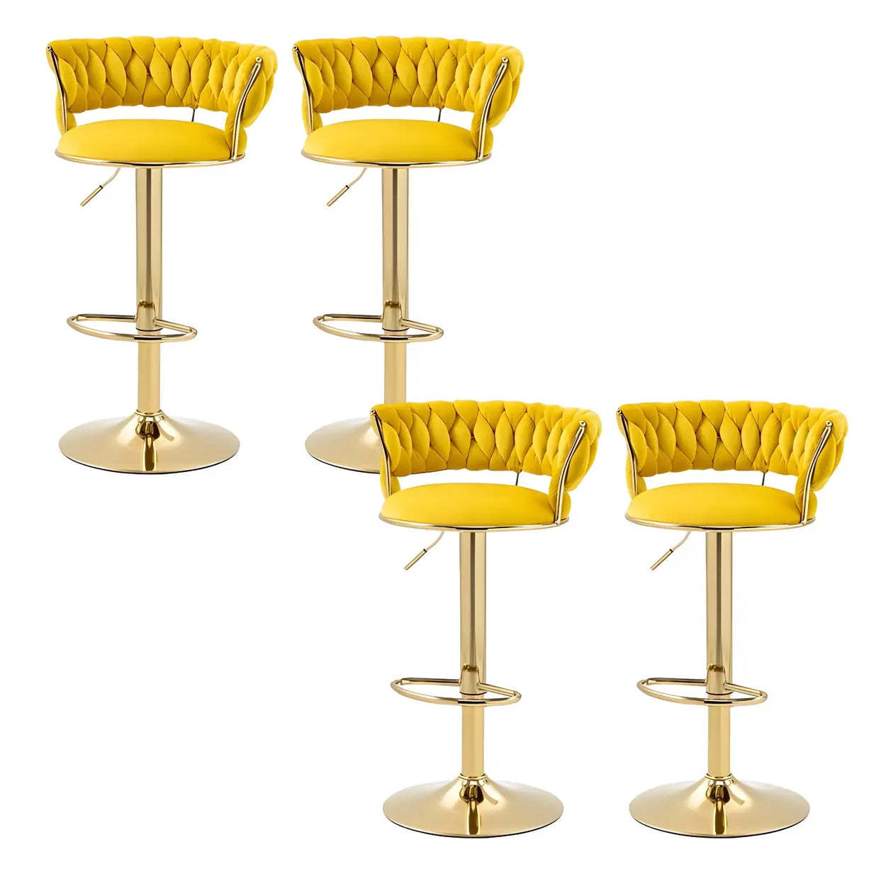 Round Metal Adjustable Swivel Bar Stool — 6 Piece Set / Black