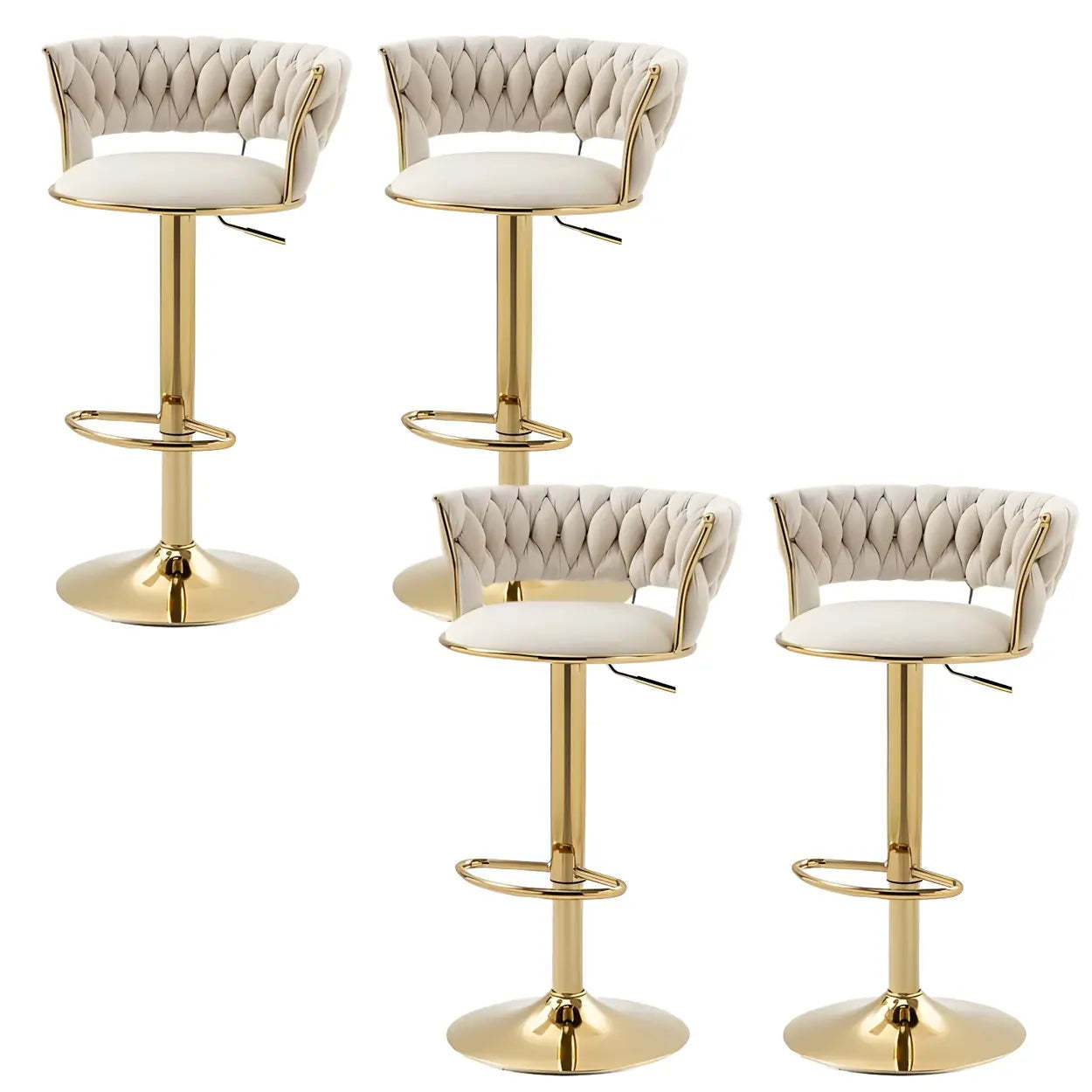 Round Metal Adjustable Swivel Bar Stool — 6 Piece Set / Bright Yellow