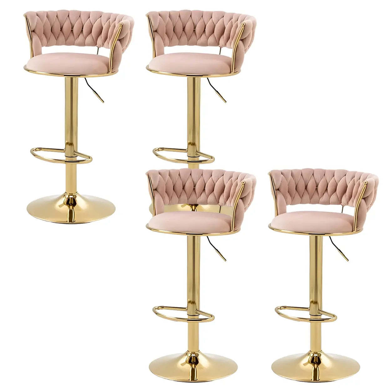 Round Metal Adjustable Swivel Bar Stool — 6 Piece Set / Sky Blue