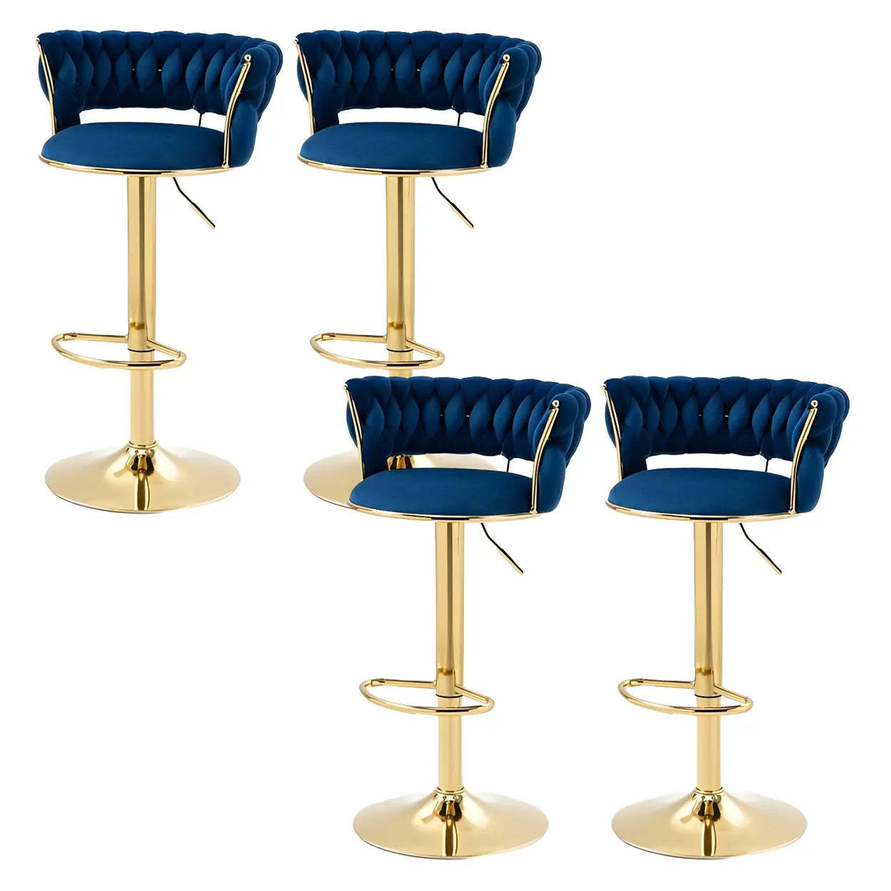 Round Metal Adjustable Swivel Bar Stool — 6 Piece Set / Navy