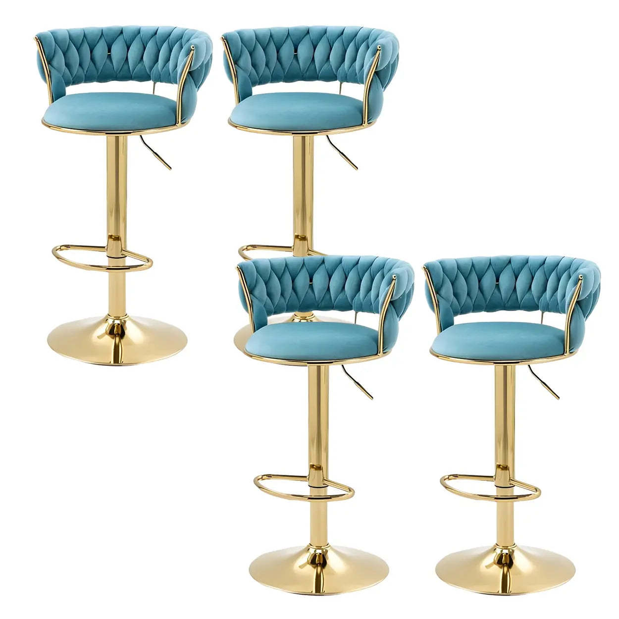 Round Metal Adjustable Swivel Bar Stool — 6 Piece Set / Green