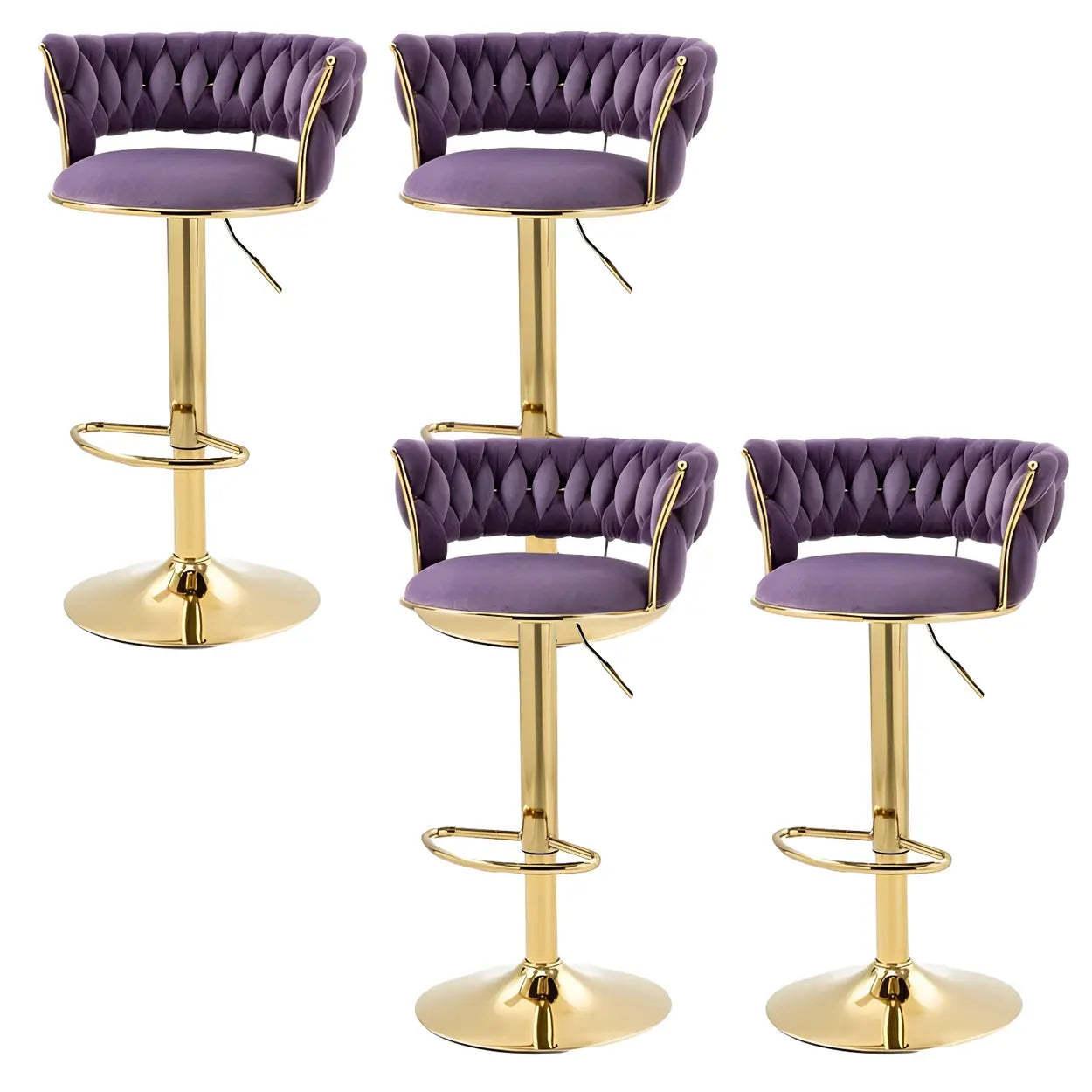 Round Metal Adjustable Swivel Bar Stool — 6 Piece Set / Blackish Green