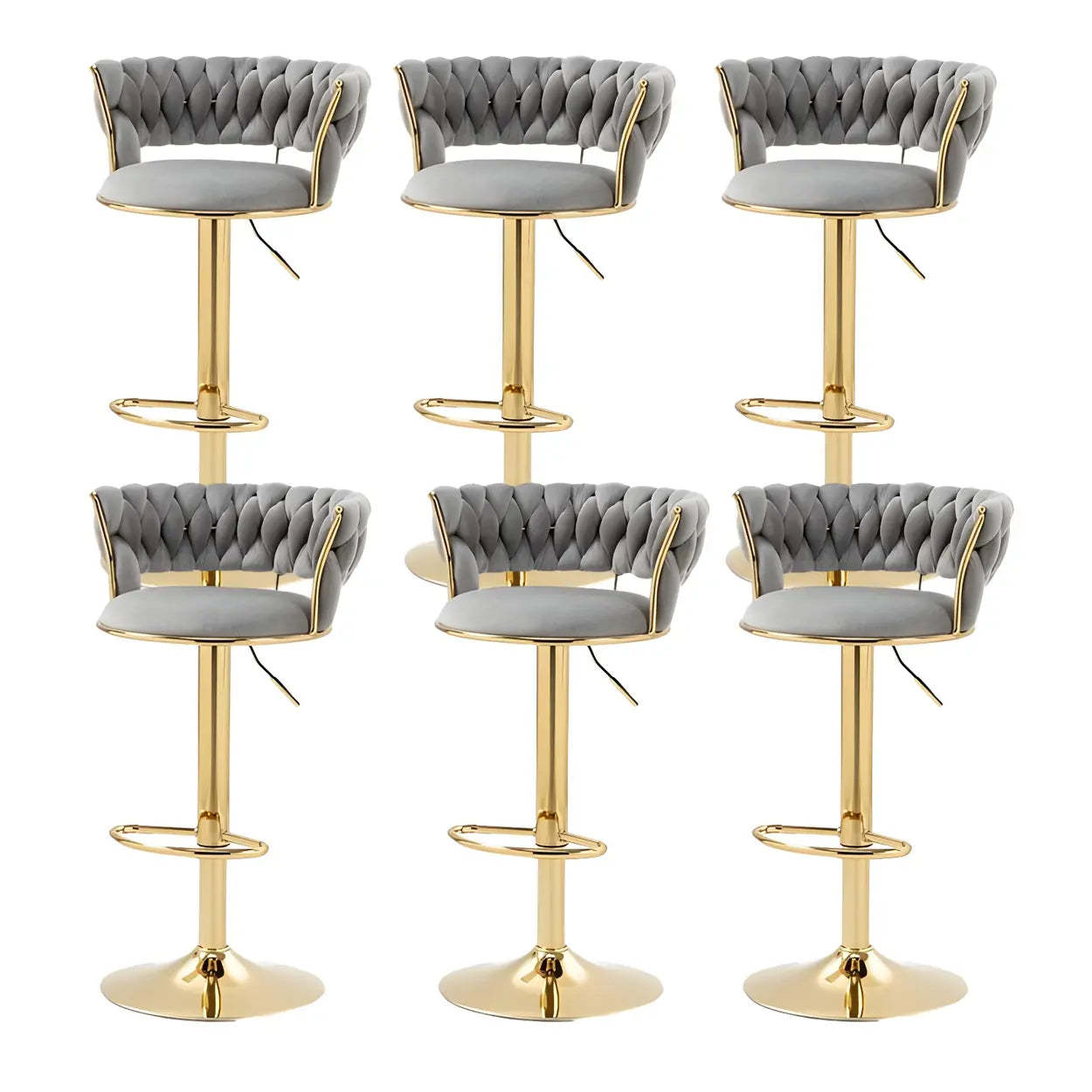 Round Metal Adjustable Swivel Bar Stool — 6 Piece Set / Purple