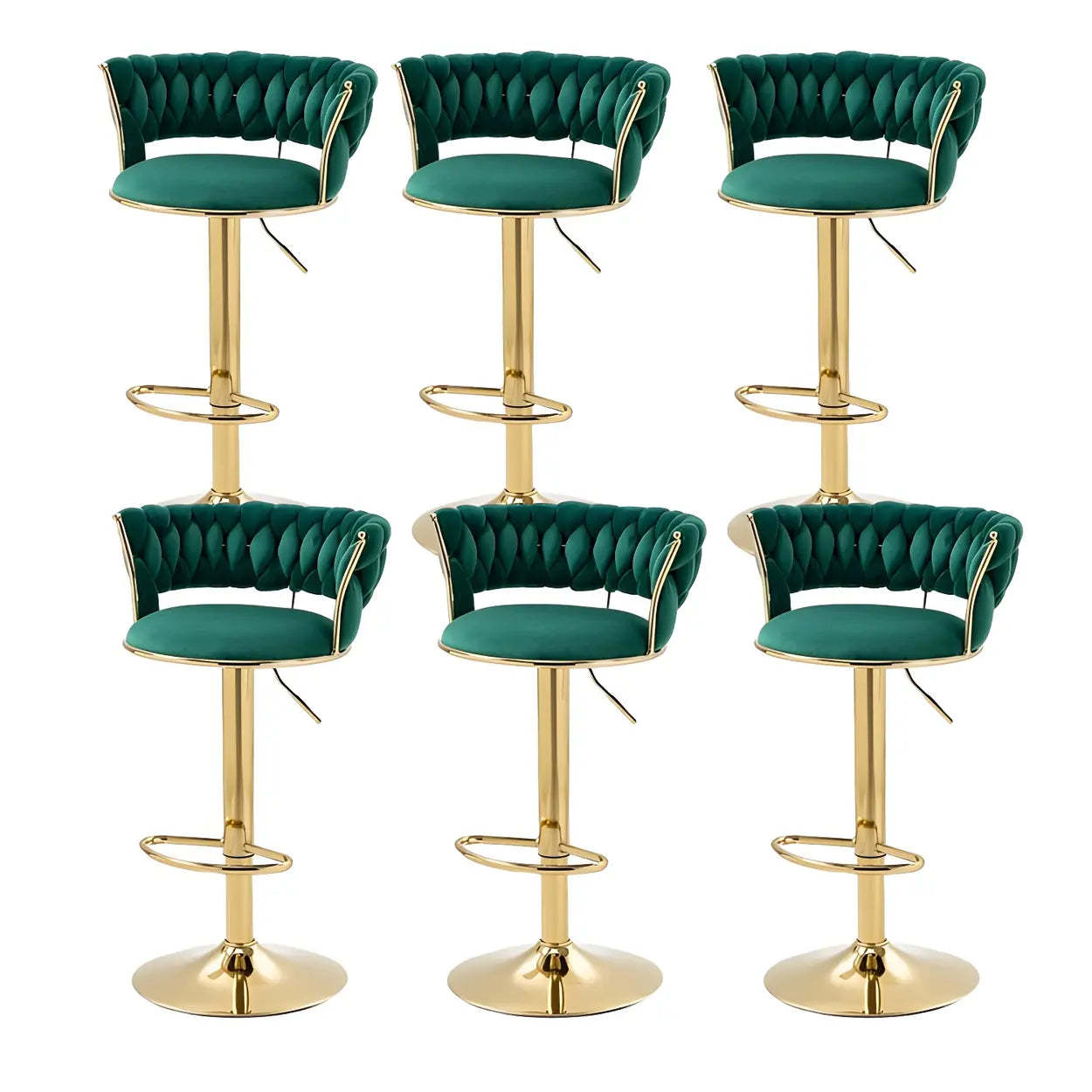 Round Metal Adjustable Swivel Bar Stool — 6 Piece Set / Grey