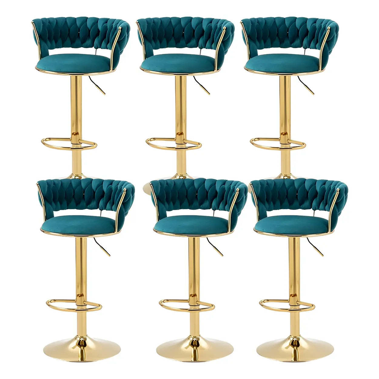 Round Metal Adjustable Swivel Bar Stool — 6 Piece Set / Light Rose Red