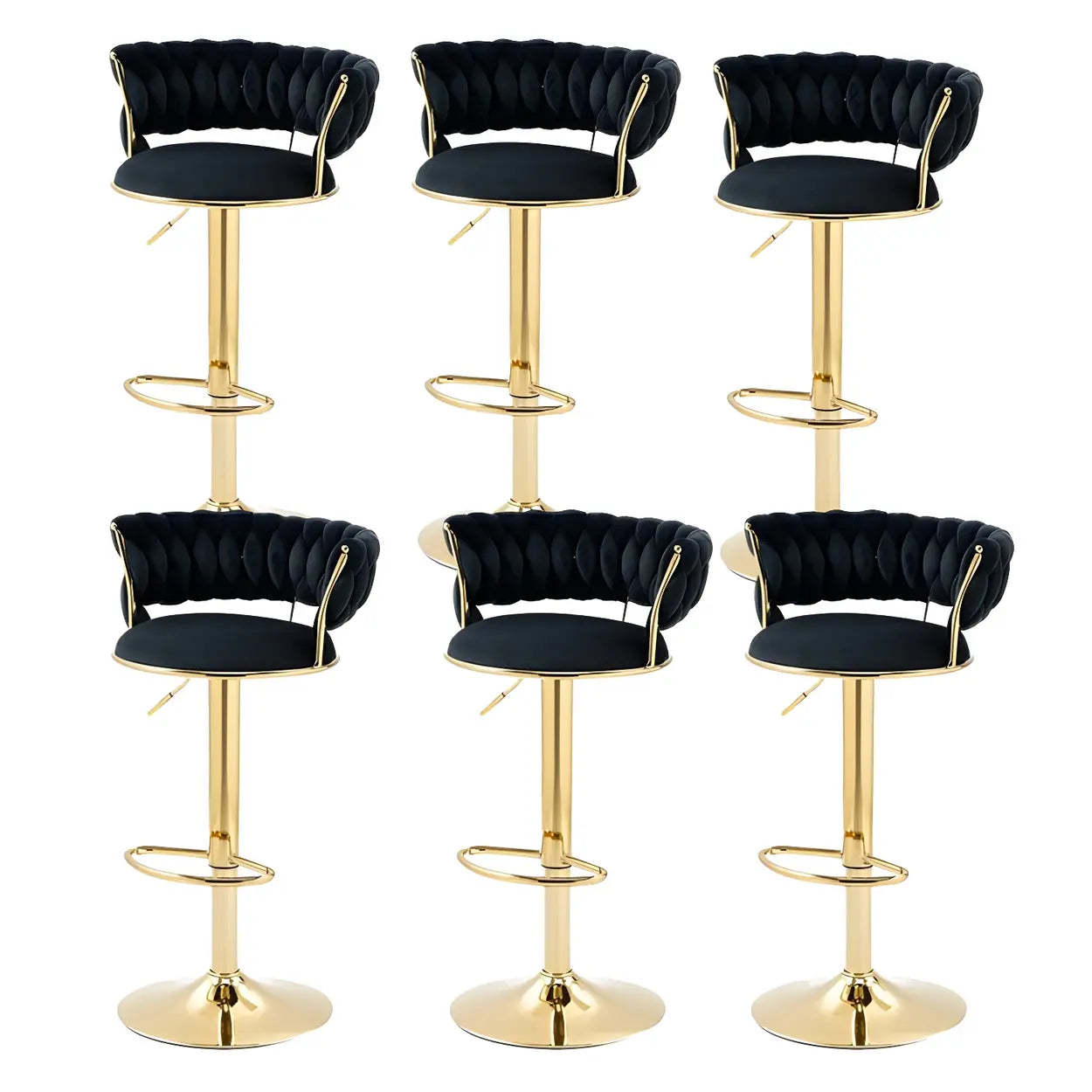 Round Metal Adjustable Swivel Bar Stool — 6 Piece Set / Pink