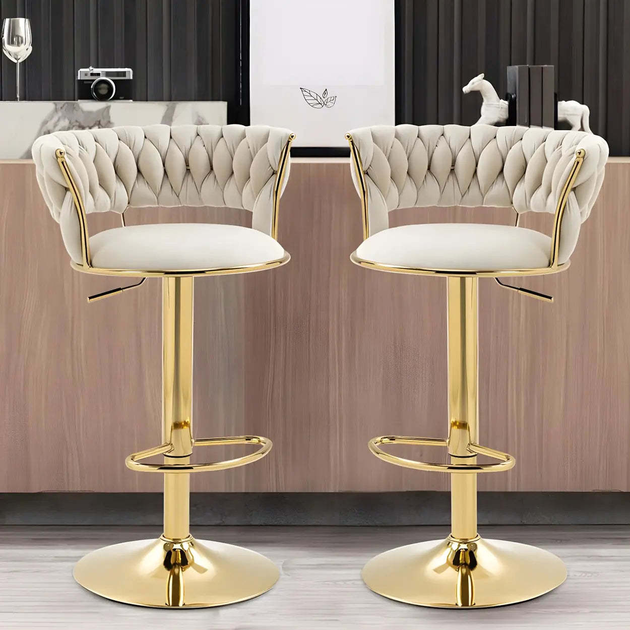 Round Metal Adjustable Swivel Bar Stool — 1 Piece / Grey