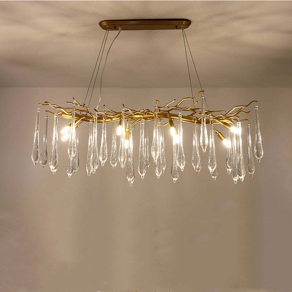 Modern Glass Teardrop Tiered Chandelier