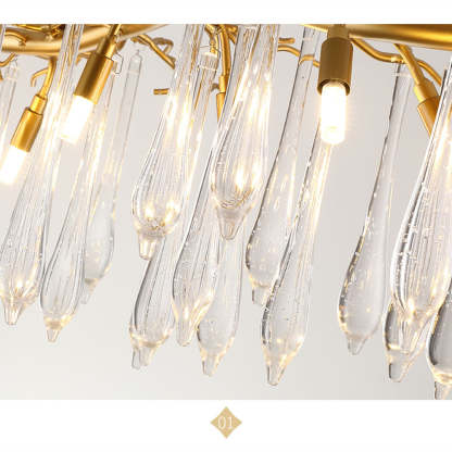 Modern Glass Teardrop Tiered Chandelier