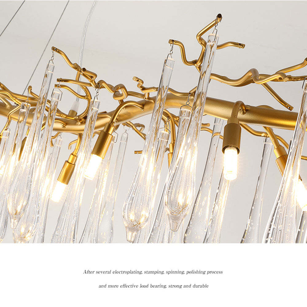 Modern Glass Teardrop Tiered Chandelier