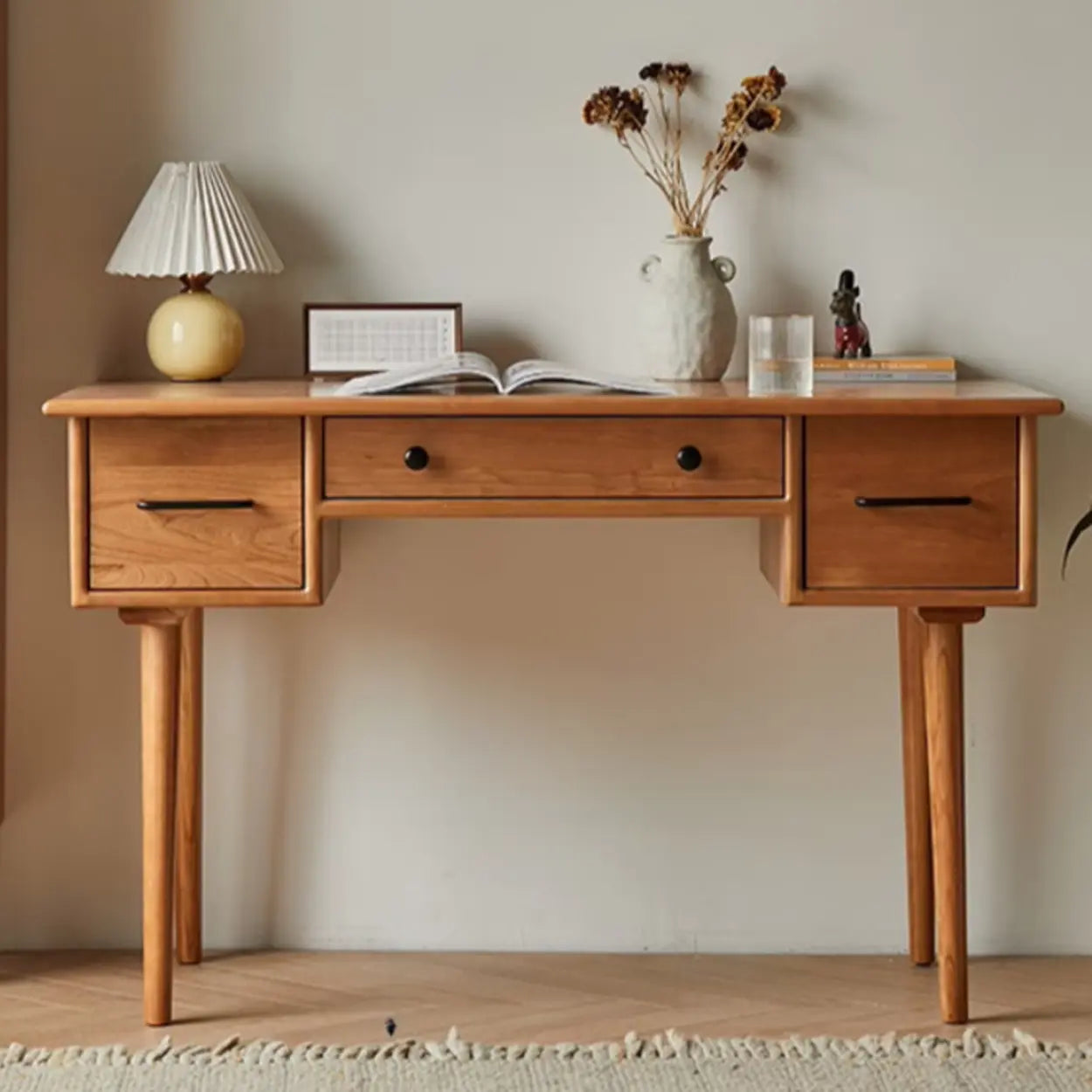 Cherry Wood Drawer Butcher Block Writing Desk — Table Only