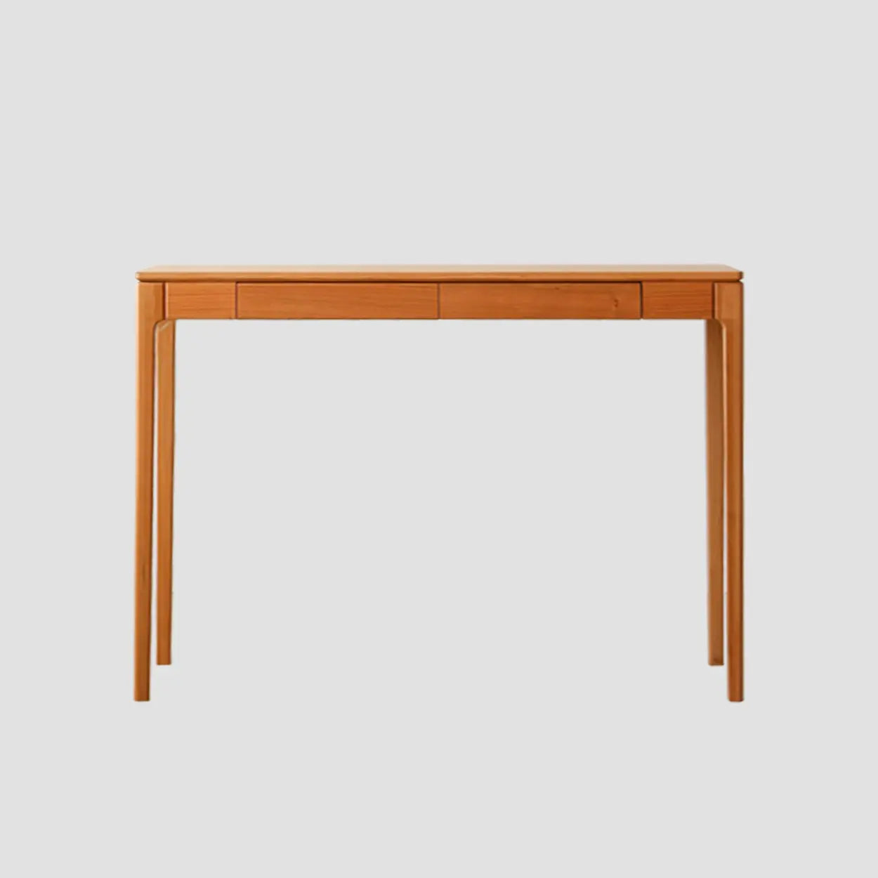 Cherry Wood Rectangular Console Table with Drawers