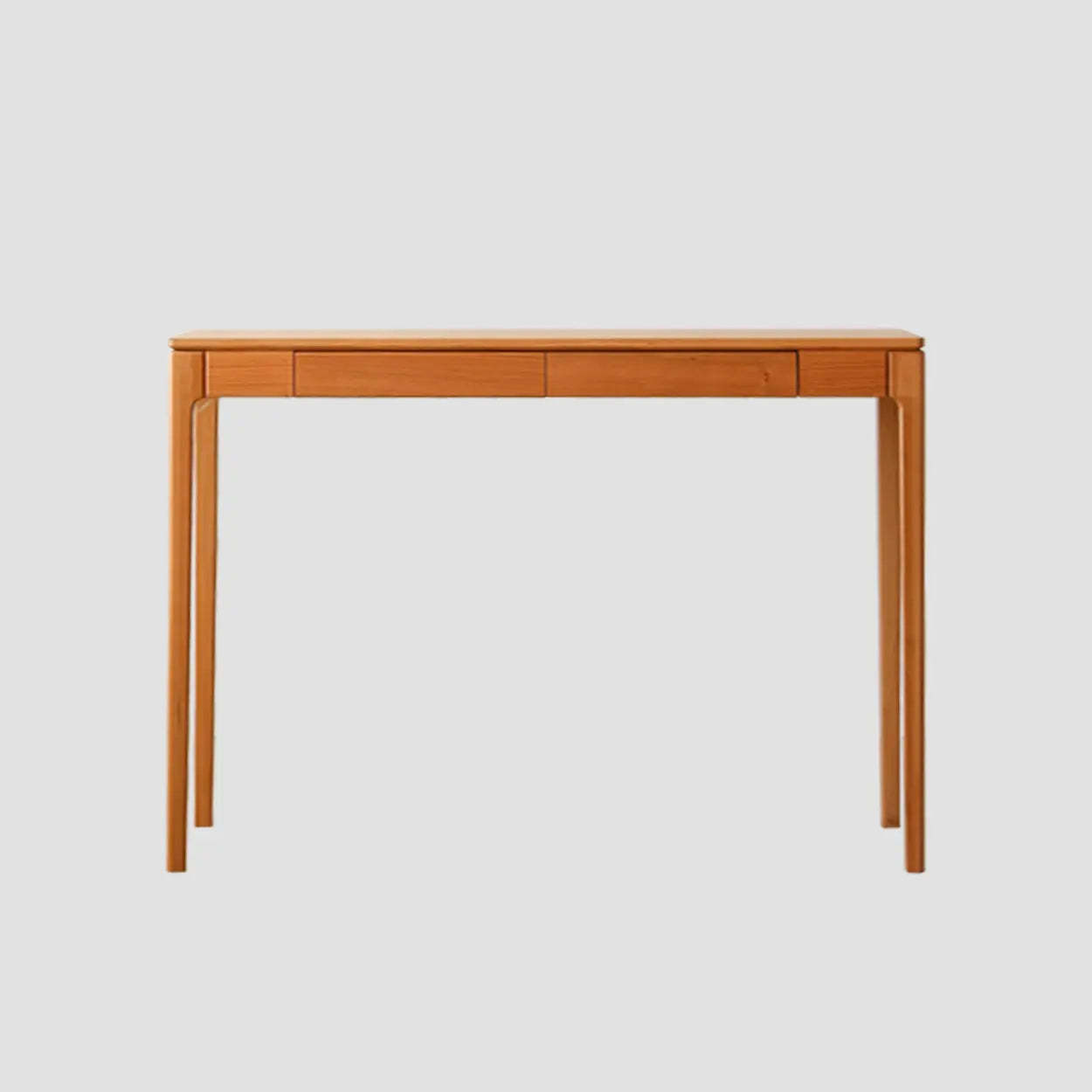 Cherry Wood Rectangular Console Table with Drawers