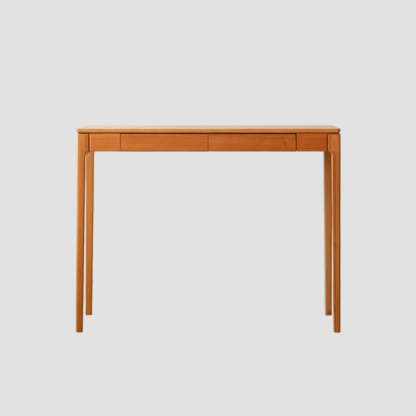 Cherry Wood Rectangular Console Table with Drawers