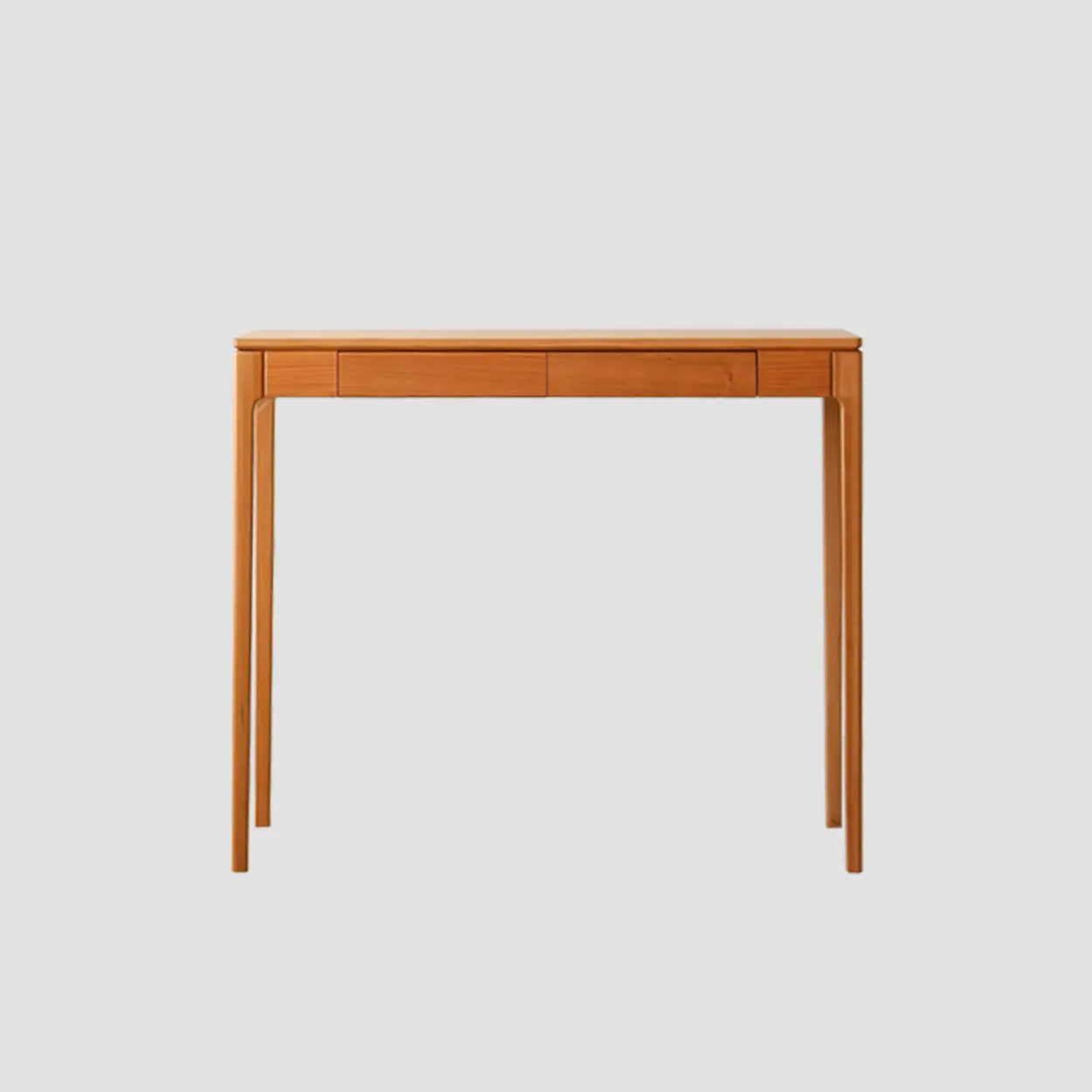 Cherry Wood Rectangular Console Table with Drawers