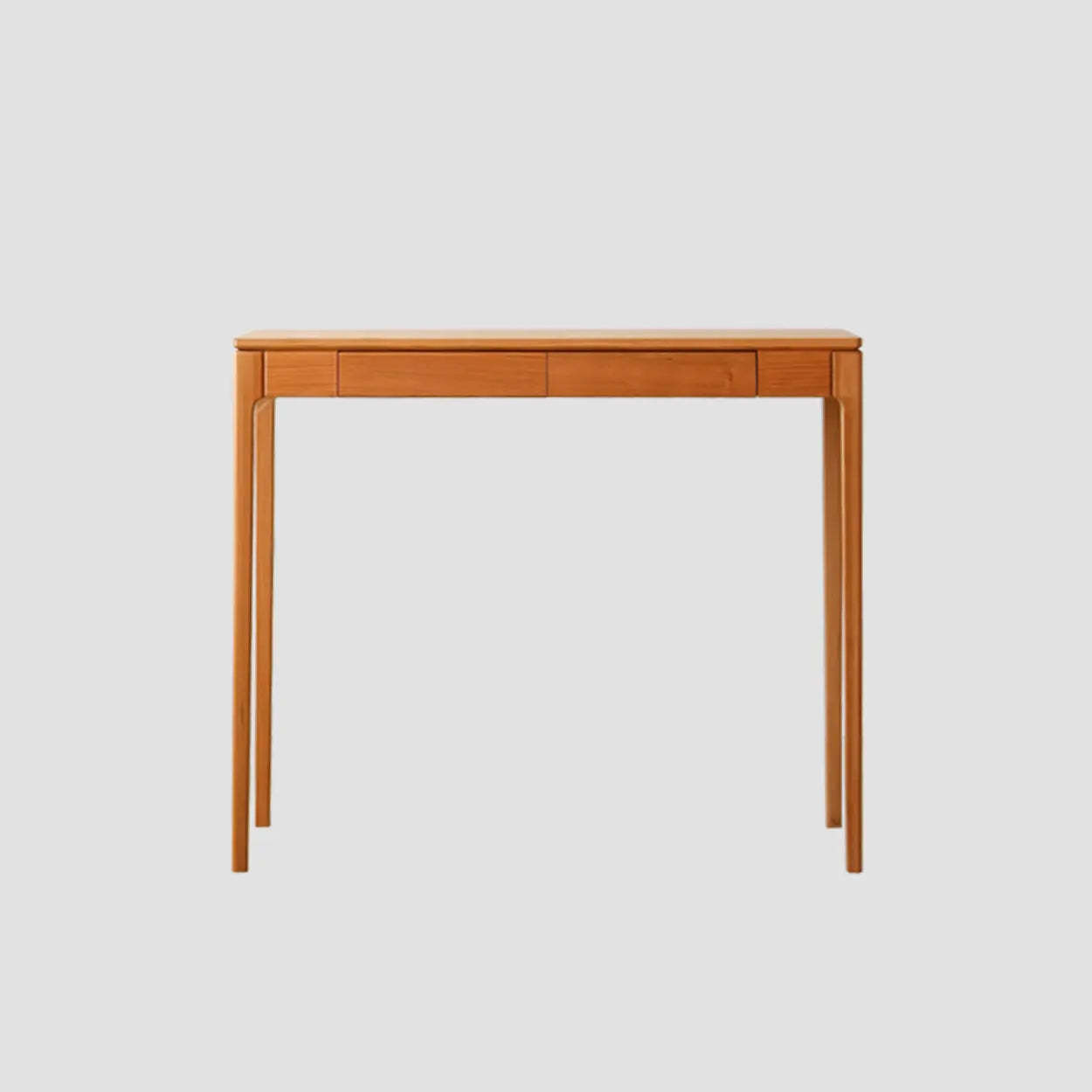 Cherry Wood Rectangular Console Table with Drawers
