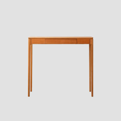 Cherry Wood Rectangular Console Table with Drawers