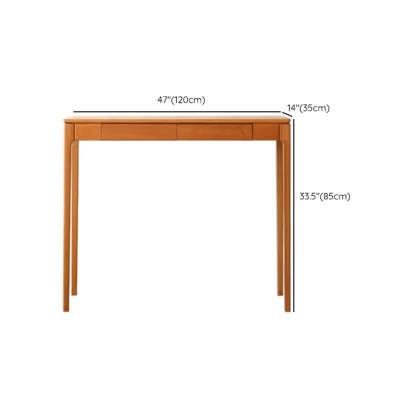 Cherry Wood Rectangular Console Table with Drawers