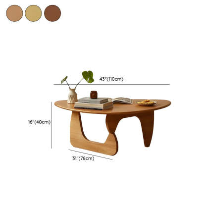 Wood Triangle Coffee Table with Abstract Base