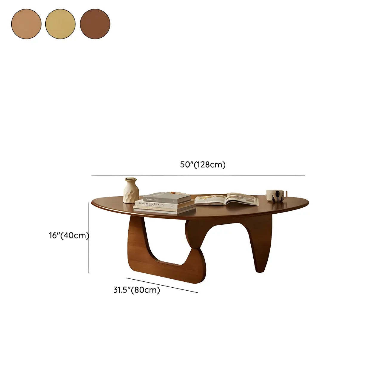Wood Triangle Coffee Table with Abstract Base