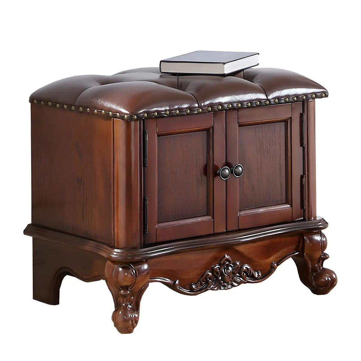 Tufted Entryway Bench with Cabinets