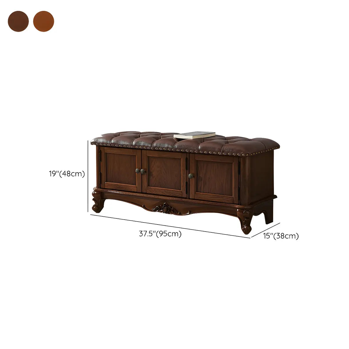 Tufted Entryway Bench with Cabinets