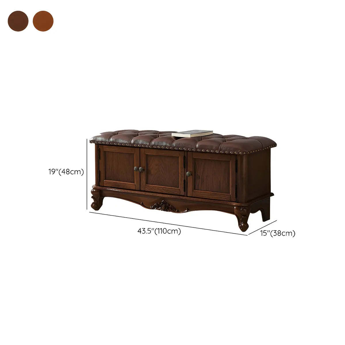 Tufted Entryway Bench with Cabinets
