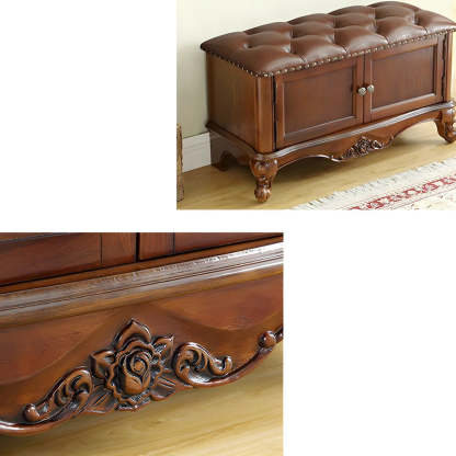 Tufted Entryway Bench with Cabinets