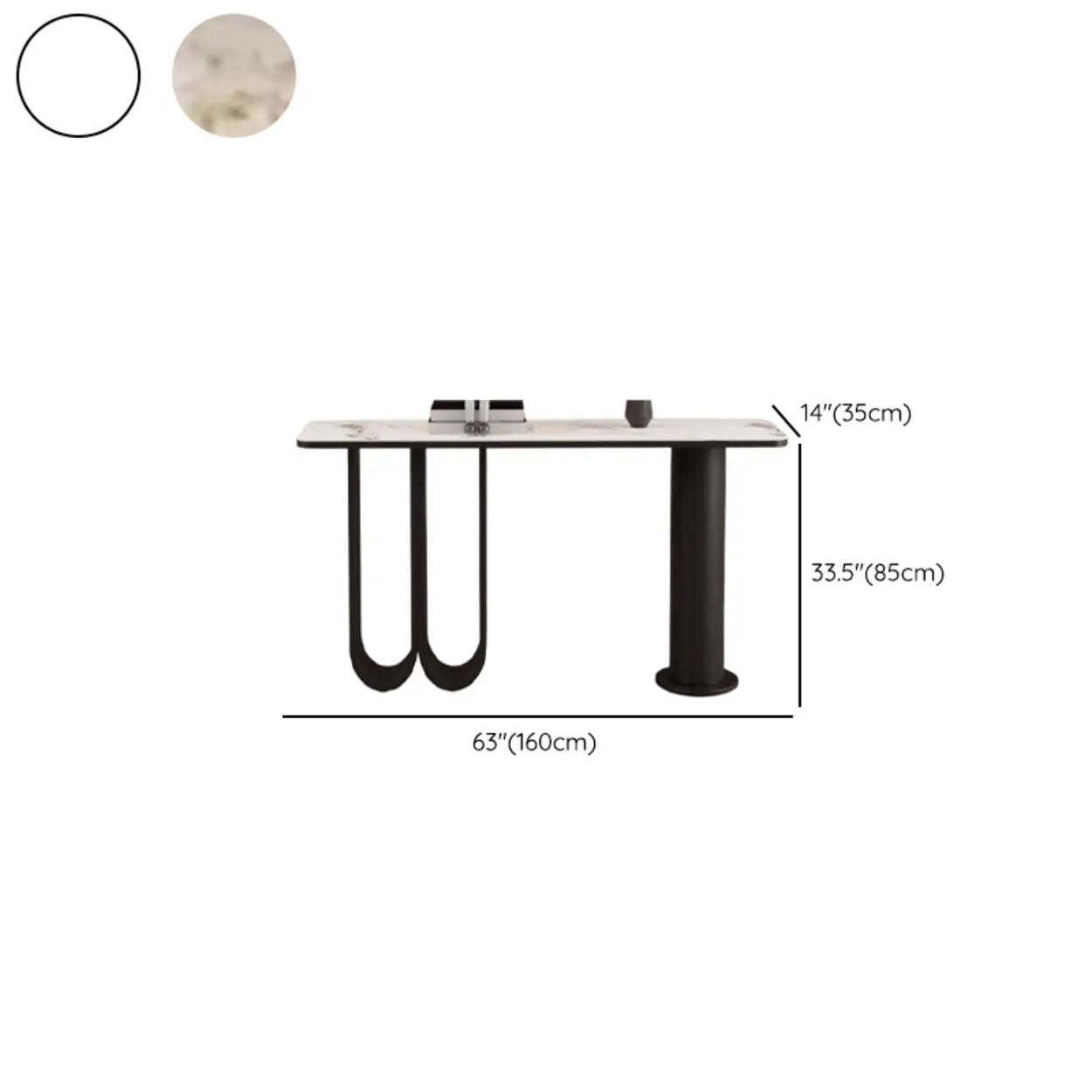 Chic Black Marble Gold Abstract Base Console