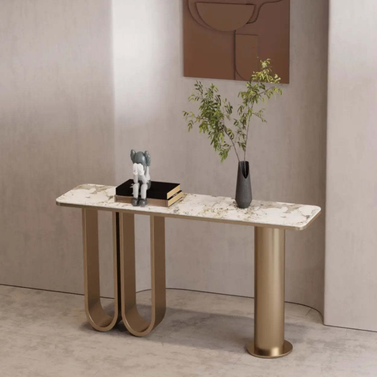 Black modern home base end & side tables — 39" L x 14" W x 33" H / Pandora Gray