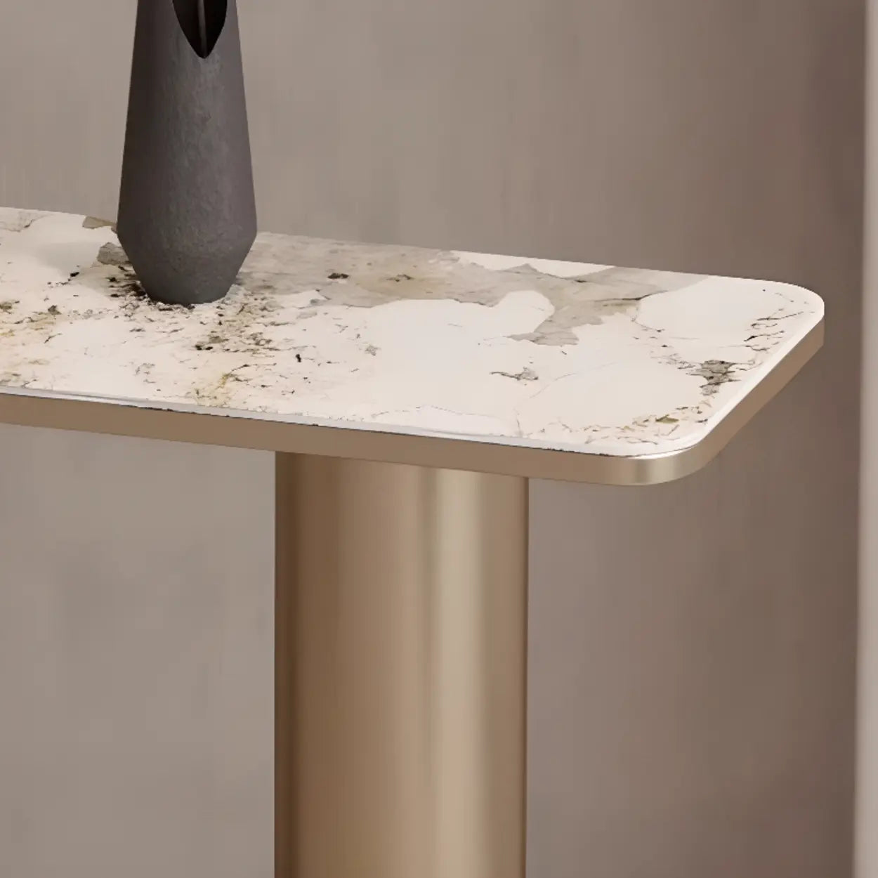 Chic Black Marble Gold Abstract Base Console — Black/ Gold