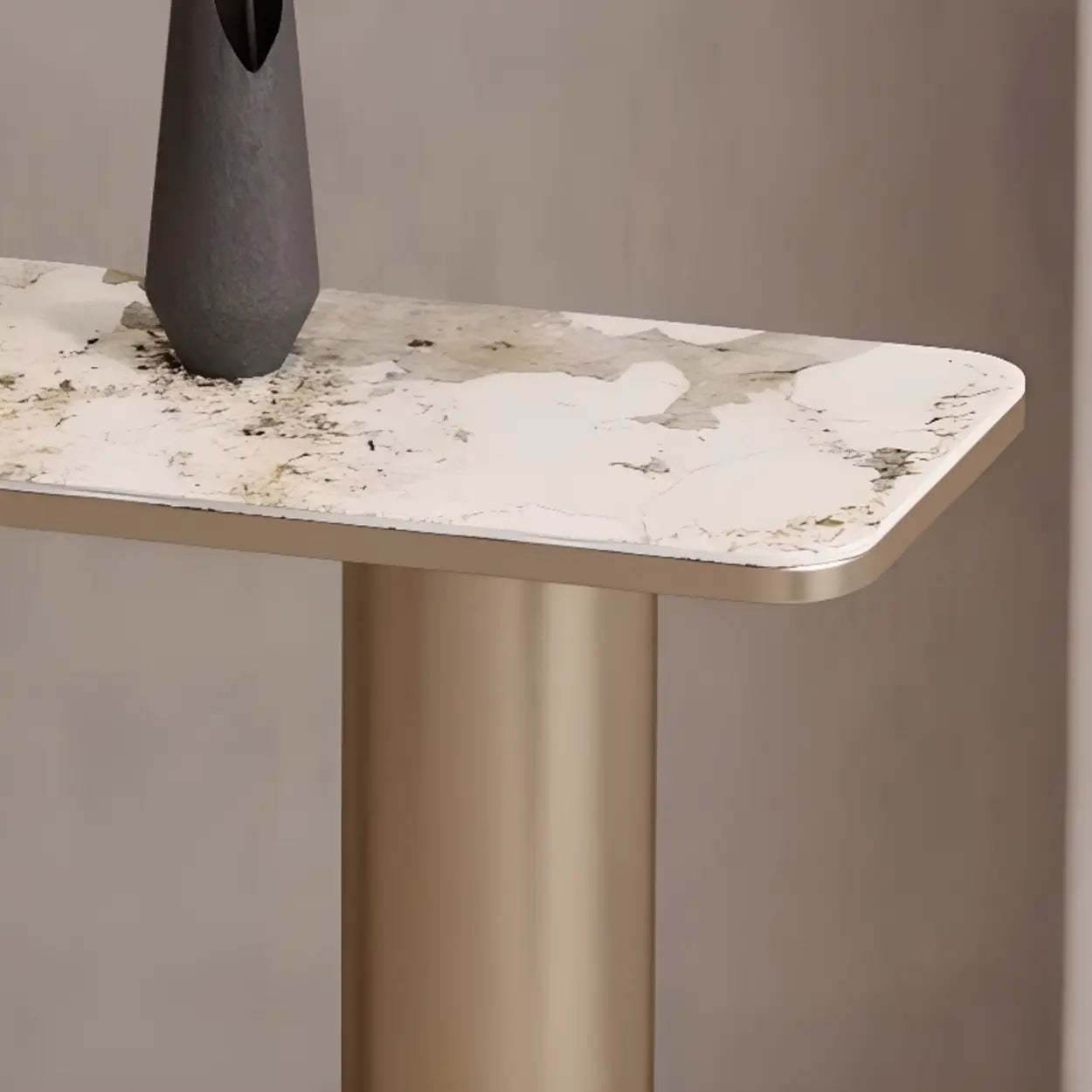 Chic Black Marble Gold Abstract Base Console — Black/ Gold