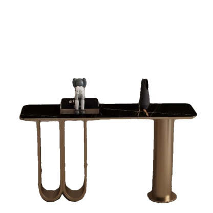 Chic Black Marble Gold Abstract Base Console — Black/ Gold