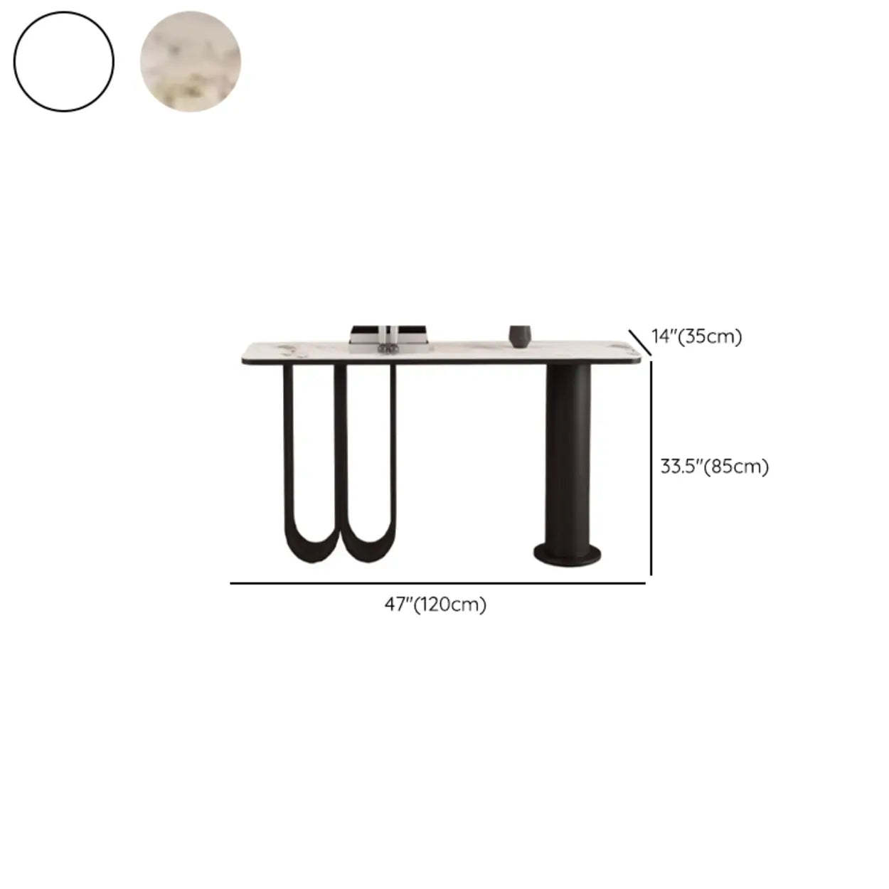 Chic Black Marble Gold Abstract Base Console — Black/ Gold
