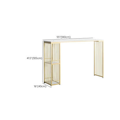 White Rectangular Gold Metal Storage Bar Table