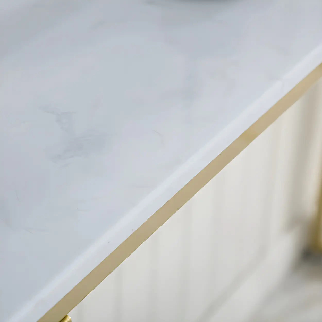 White Rectangular Gold Metal Storage Bar Table