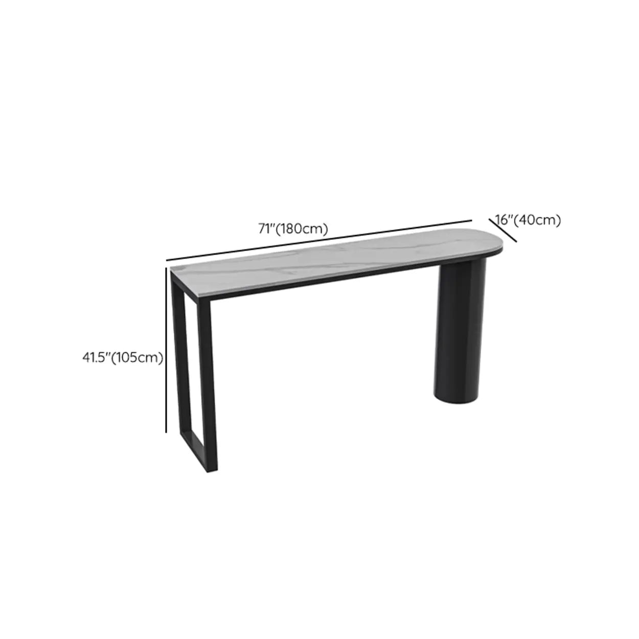 Chic White Rectangular Stone Double Pedestal Bar Table