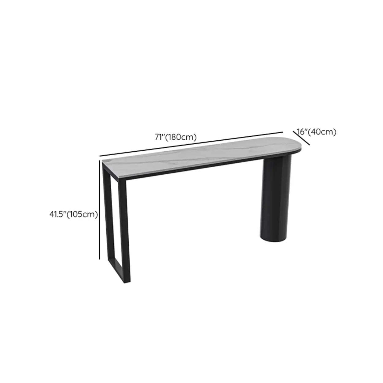 Chic White Rectangular Stone Double Pedestal Bar Table