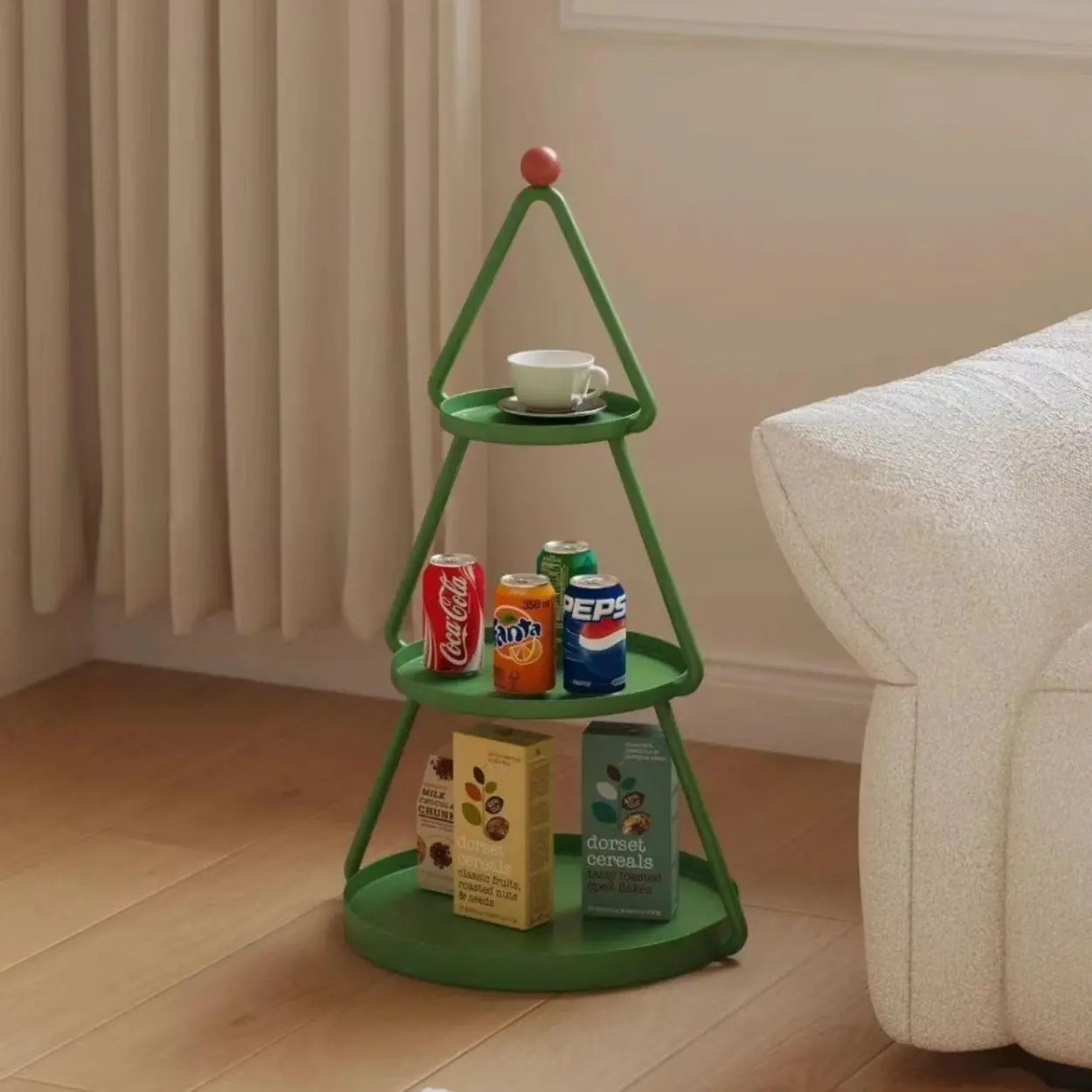 Christmas 3-tier ceramic metal coffee tables for living room