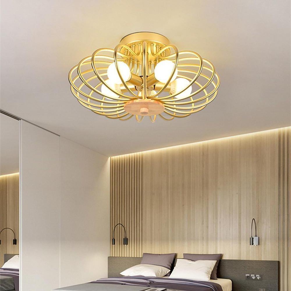 Black metal intricate globe flush mount lighting - modern — 19" Diameter / Matte Black
