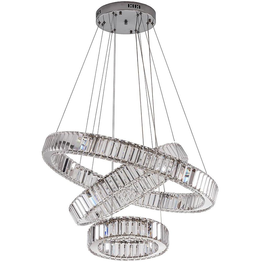 Chrome Crystal 3-Tier Pendant Light Modern Chandelier-Lighom